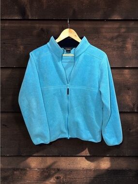 Vintage L.L.Bean Boys Youth Sky Full Zip Blue Fleece Jacket Size Large